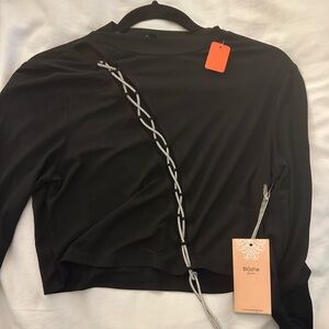 NWT BLACK RHINESTONE LONG-SLEEVE TOP